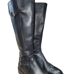 Women's Black Leather Riding Boots
